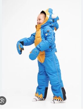 Weedo Kids Blue and Mustard Dino Snowsuit- Large 8-10